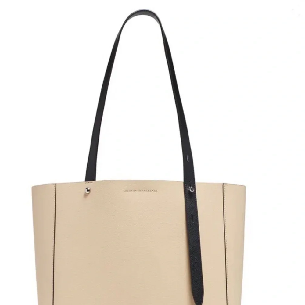 NWT $198 Rebecca Minkoff Stella Leather Cream and Black Tote!
